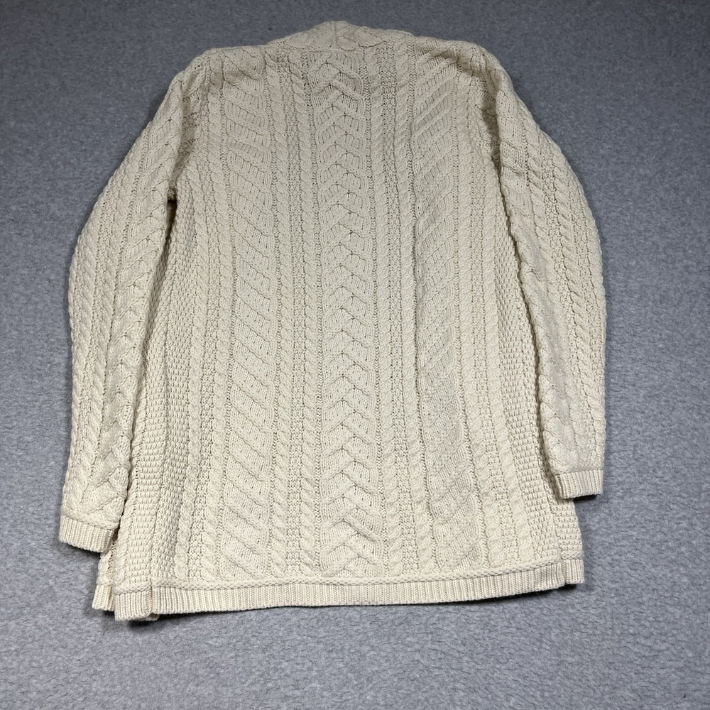 Aran Crafts Sweater Cardigan Womens Medium Ivory 100% Soft Merino Wool Ireland - Picture 8 of 9
